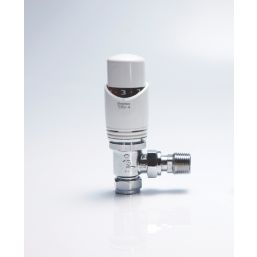 Drayton TRV4 15mm x 1/2" White Angled Designer Thermostatic Radiator Valve Head & Body