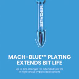 Spyder Mach-Blue 1/4" 50mm Hex Shank PZ2 Impact Driver Bits
 2 Pack