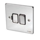 Schneider Electric Ultimate Low Profile 13A Switched Fused Spur  Polished Chrome with Black Inserts