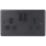 British General  Black 13A 2-Gang DP Switched Metal Clad Socket  with Colour-Matched Inserts