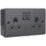 British General  Black 13A 2-Gang DP Switched Metal Clad Socket  with Colour-Matched Inserts