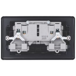 British General  Black 13A 2-Gang DP Switched Metal Clad Socket  with Colour-Matched Inserts