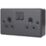 British General  Black 13A 2-Gang DP Switched Metal Clad Socket  with Colour-Matched Inserts
