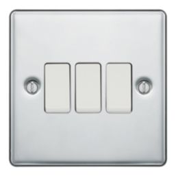 LAP  20A 16AX 3-Gang 2-Way Light Switch  Polished Chrome with White Inserts
