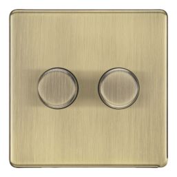 LAP  2-Gang 2-Way LED Dimmer Switch  Antique Brass with Colour-Matched Inserts