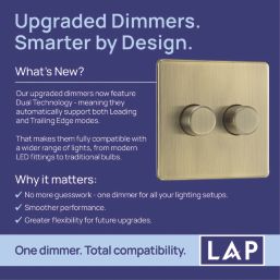 LAP  2-Gang 2-Way LED Dimmer Switch  Antique Brass with Colour-Matched Inserts