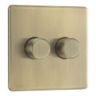 LAP  2-Gang 2-Way LED Dimmer Switch  Antique Brass with Colour-Matched Inserts