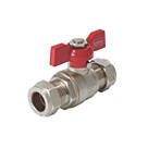 Flomasta  Compression Reduced Bore 15mm Tee Ball Valve with Black Handle