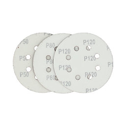 Flexovit  A203F 60 / 80 / 120 Grit 8-Hole Punched Multi-Material Sanding Discs 125mm 6 Pack