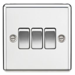 Knightsbridge  10AX 3-Gang 2-Way Light Switch  Polished Chrome