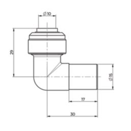 ETAL  Brass Push-Fit Reducing 90° Matt Black Stem Elbow F 10mm x M 15mm 2 Pack