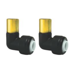 ETAL  Brass Push-Fit Reducing 90° Matt Black Stem Elbow F 10mm x M 15mm 2 Pack