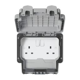 MK  IP66 13A 2-Gang DP Weatherproof Outdoor Switched Socket