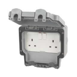 MK  IP66 13A 2-Gang DP Weatherproof Outdoor Switched Socket