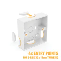 D-Line SSB28W/2 1-Gang Surface Pattress  Box 28mm 2 Pack