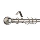 Universal Metal Bay Window Curtain Pole Satin Steel 28mm x 3m