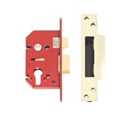 Union Fire Rated  Brass Euro Profile Mortice Lock 68mm Case - 45mm Backset