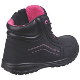 Amblers Lydia Metal Free Womens Lace & Zip Safety Boots Black / Pink Size 8