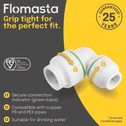 Flomasta  Plastic Push-Fit Reducing 90° Elbow 22mm x 15mm