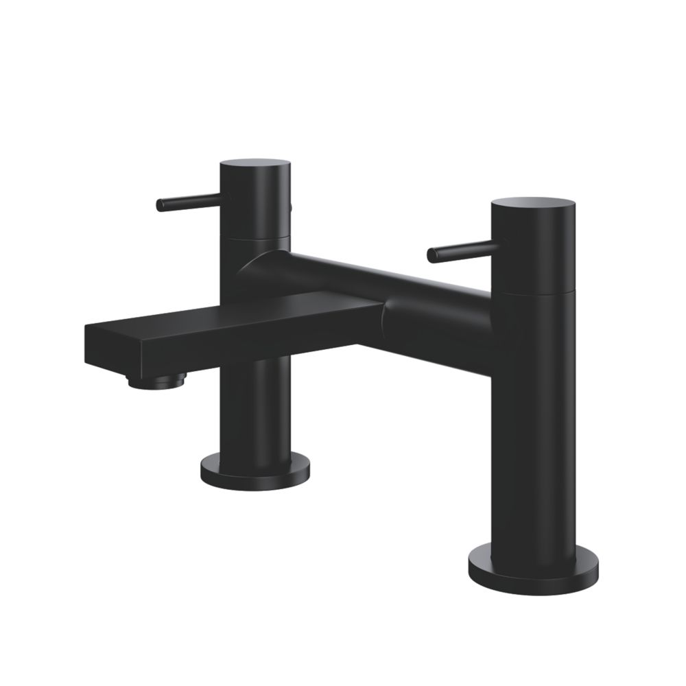 ETAL Blake Matt Black 145mm Deck Mounted Lever 2 Tap Holes Bath Mixer ...