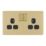 LAP  13A 2-Gang DP Switched Switched Socket Satin Brass  with Black Inserts