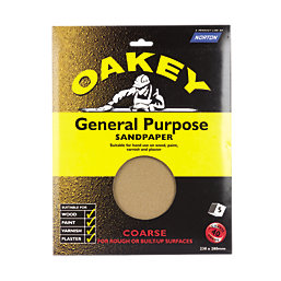 Oakey  40 Grit  Glass Paper 280mm x 230mm 5 Pack