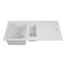 Carysil TD150-WH 1.5 Bowl Granite Composite Kitchen Sink White Reversible 1000mm x 500mm