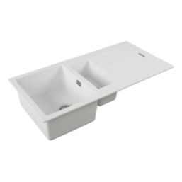 Carysil TD150-WH 1.5 Bowl Granite Composite Kitchen Sink White Reversible 1000mm x 500mm
