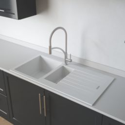 Carysil TD150-WH 1.5 Bowl Granite Composite Kitchen Sink White Reversible 1000mm x 500mm
