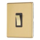 Contactum Lyric 20A 1-Gang DP Control Switch Brushed Brass  with Black Inserts