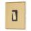 Contactum Lyric 20A 1-Gang DP Control Switch Brushed Brass  with Black Inserts