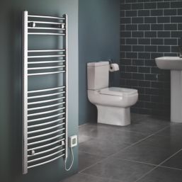 Flomasta 1100mm x 500mm 853BTU Chrome Curved Electric Towel Radiator