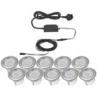 LAP Apollo Blue 45mm Outdoor Round LED Deck Light Kit Polished Stainless Steel 4.8W 10 x 1.7lm 10 Pack
