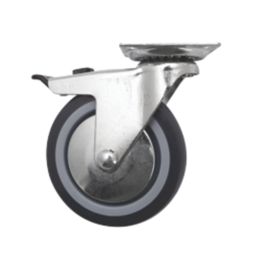 Essentials Heavy Duty TPR Braked Swivel Castor 100mm Grey