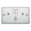LAP  13A 2-Gang SP Switched Socket + 2.4A 12W 2-Outlet Type A & C USB Charger Polished Chrome with White Inserts