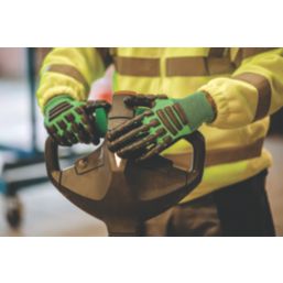 UCI Hantex INF-C5 Colour Coded Impact & Cut Resistant Gloves Green/Black  Large