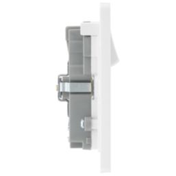 British General Evolve 13A 2-Gang SP Switched Socket + 3A 45W 2-Outlet Type A & C USB Charger Pearlescent White with White Inserts