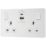 British General Evolve 13A 2-Gang SP Switched Socket + 3A 45W 2-Outlet Type A & C USB Charger Pearlescent White with White Inserts