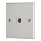 Contactum iConic 1-Gang Isolated Female Coaxial TV Socket Brushed Steel with White Inserts