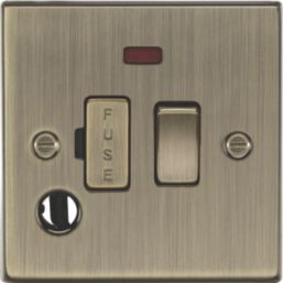 Knightsbridge  13A Switched Fused Spur & Flex Outlet with LED Antique Brass