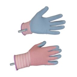 ClipGlove Weeding  Womens Polyester Gardening Gloves Blue / Pink Small