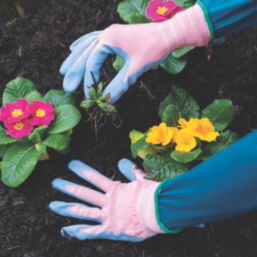 ClipGlove Weeding  Womens Polyester Gardening Gloves Blue / Pink Small