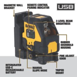DEWALT DCLE14201GB-XJ Green Self-Levelling Cross-Line USB Laser