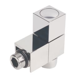 Cube 15mm x 1/2" Chrome Angled Designer Manual Radiator Valve Head & Body  2 Pack