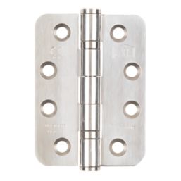 Smith & Locke  Polished Stainless Steel Grade 13 Fire Rated Radius Hinges 102mm x 76mm 2 Pack