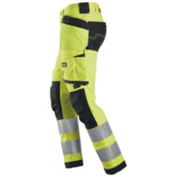 Snickers 6243 Hi-Vis Work Trousers Yellow 44" W 32" L