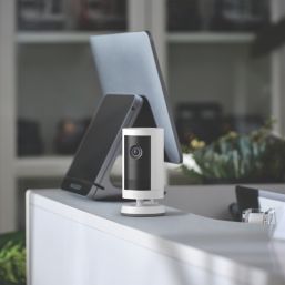 Ring Cam Plus Mains-Powered White Wired 2K Outdoor Cylinder Smart Camera