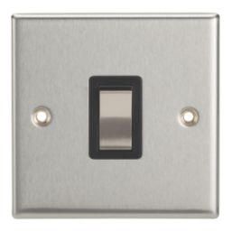 Contactum iConic 20A 1-Gang DP Control Switch Brushed Steel  with Black Inserts