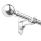 Rothley Brushed Stainless Steel Extendable Curtain Pole w/ Orb Finials 28mm x 125-216cm