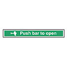 Non Photoluminescent "Push Bar To Open" Sign 75mm x 600mm
